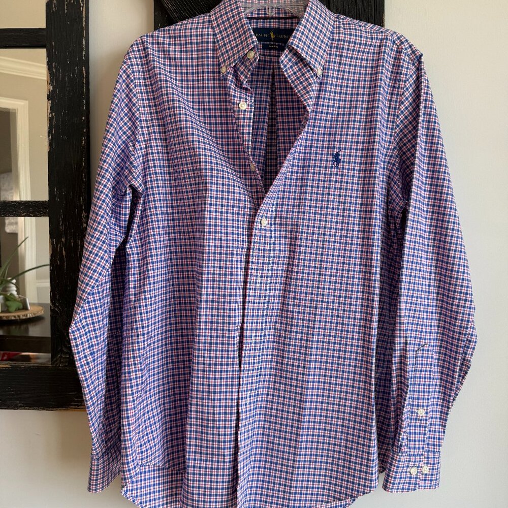 Men's Ralph Lauren Long Sleeve Button Down Dress Shirt, Size Medium, Plaid